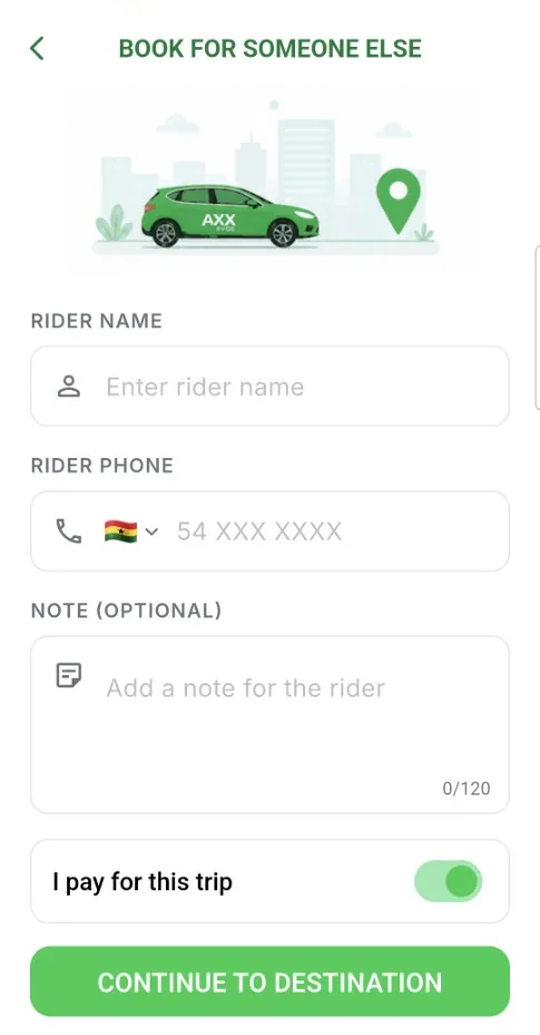Book for a friend or family member in the AXX app