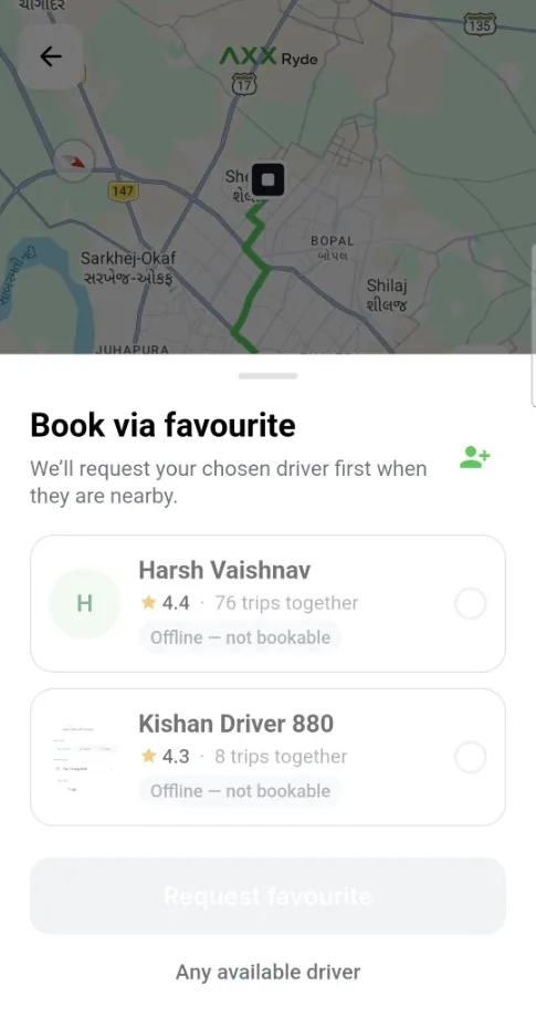 Rebook a driver you liked in the AXX app