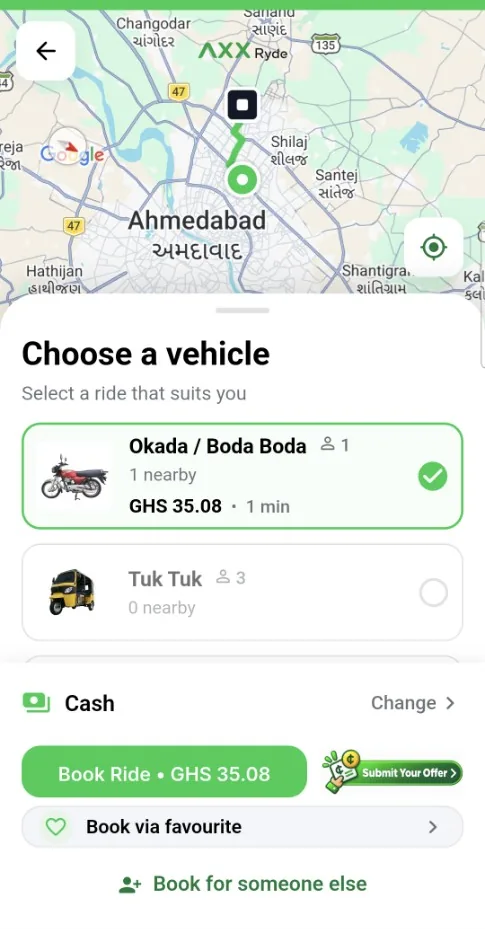Check the price before you ride in the AXX app